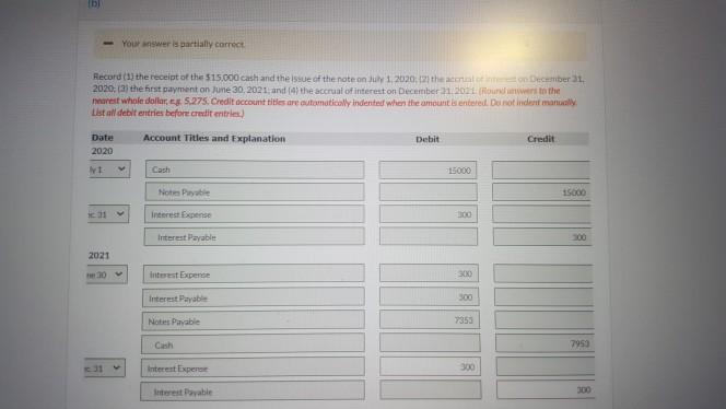 On July 1, 2020, Granville Ltd. borrowed $15.000 by signing a two-year