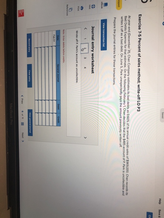 method; write-off LO P3 9.09 At year-end (December 31). Chan Company estimates