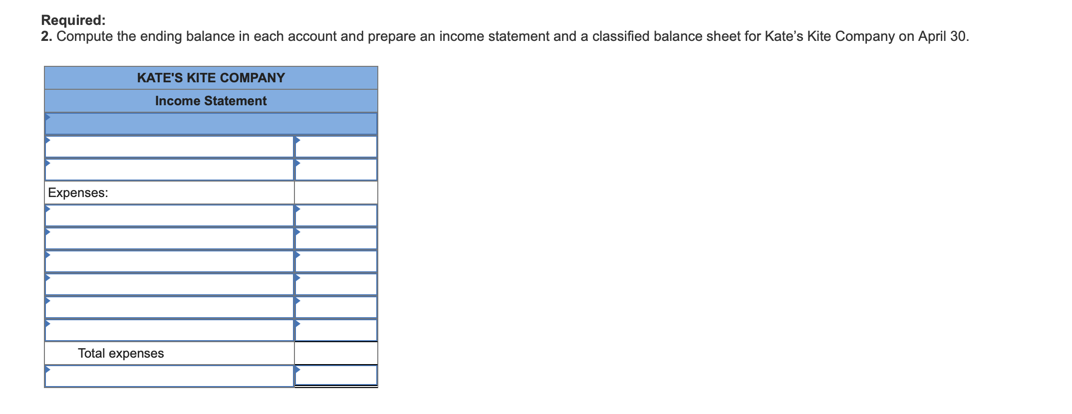 Sheet LO3-2, 3-3, 3-4, 3-5 Kate's Kite Company (a corporation) sells and