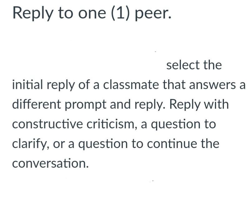  Reply to one (1) peer. select the initial reply of a