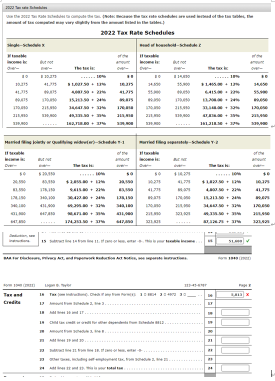 the 2022 T" (Note: the rate am tax 2022 Tax Rate Schedules