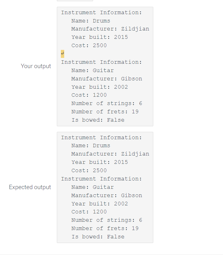  4:Unit test Tests constructor Stringlnstrument('Guitar', 'Gibson', 2002,1200,6,19, False) sets my_string_instrument.num_strings =6