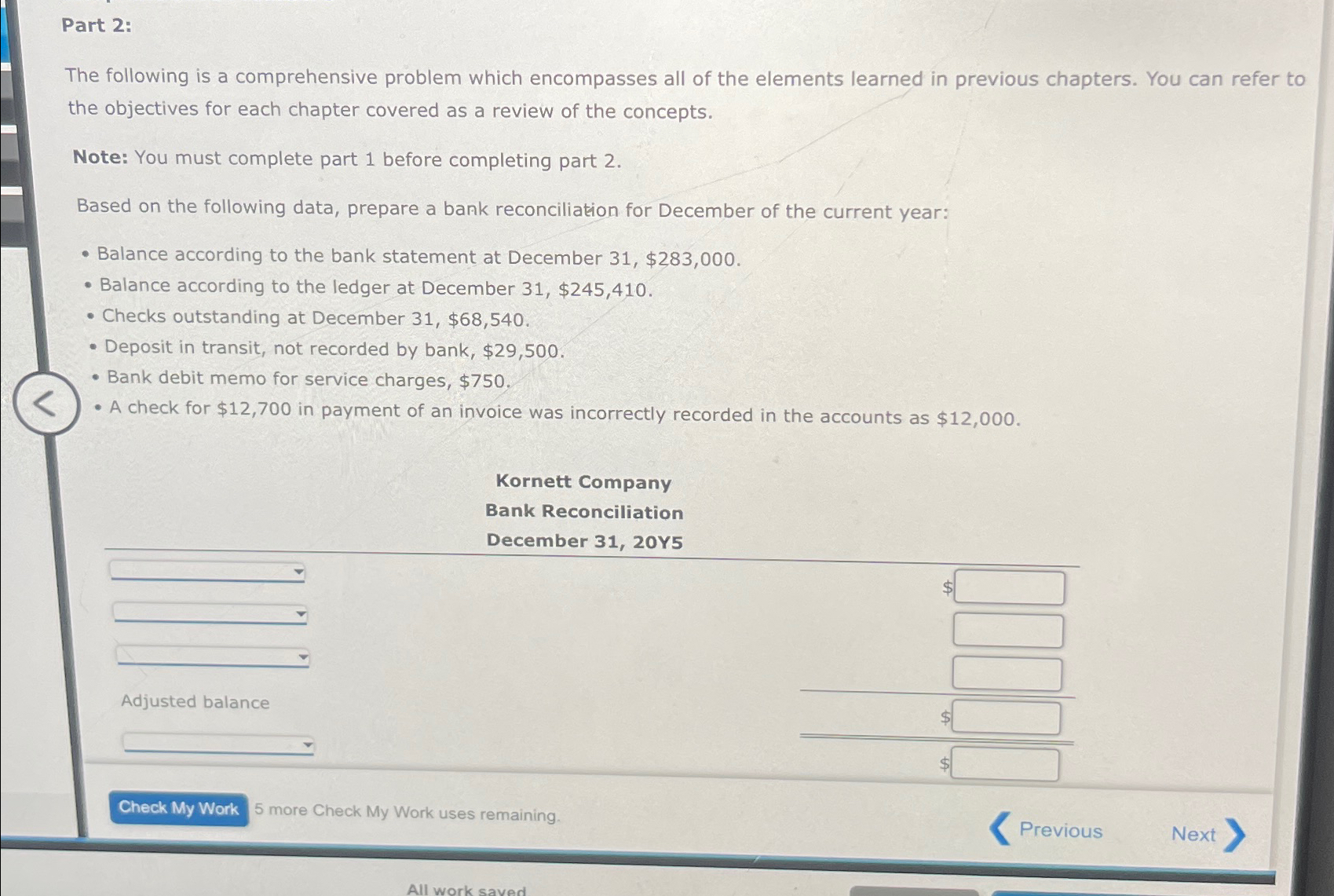  Part 2: The following is a comprehensive problem which encompasses all