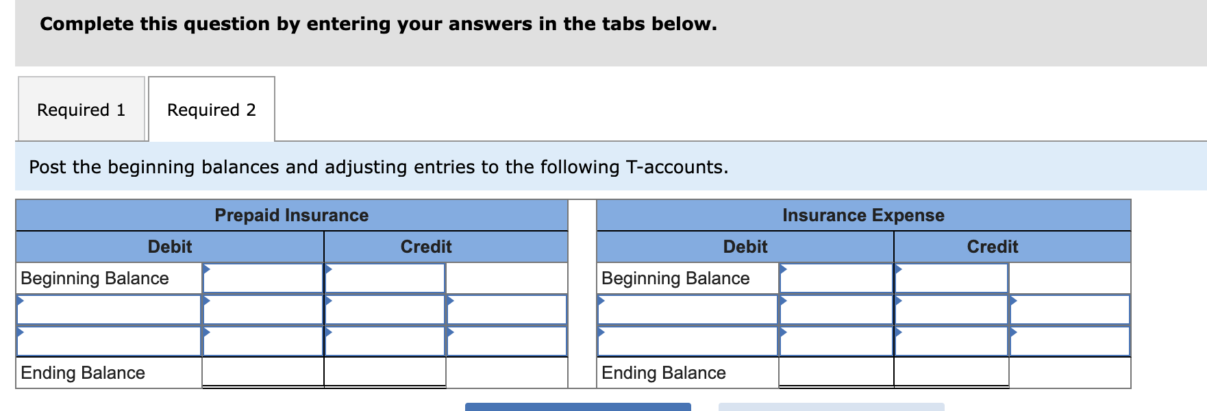 T-accounts. Question 2: At December 31, the unadjusted trial balance of H&R