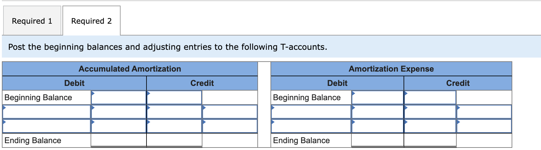 on December 31. Post the beginning balances and adjusting entries to the