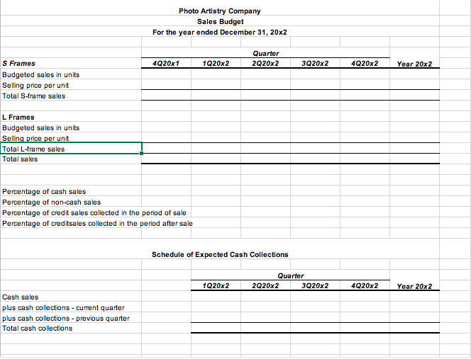 Budgets!!!! PLEASE HELP ASAP!!! Need completed :) Jay Rexford, president of Photo