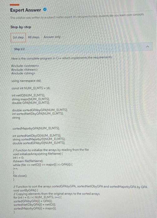 net ID, and sorteakajocbyID and sortedepabylo are parallel arrays Iint ioctedietiotyip(nim,eurrs), if