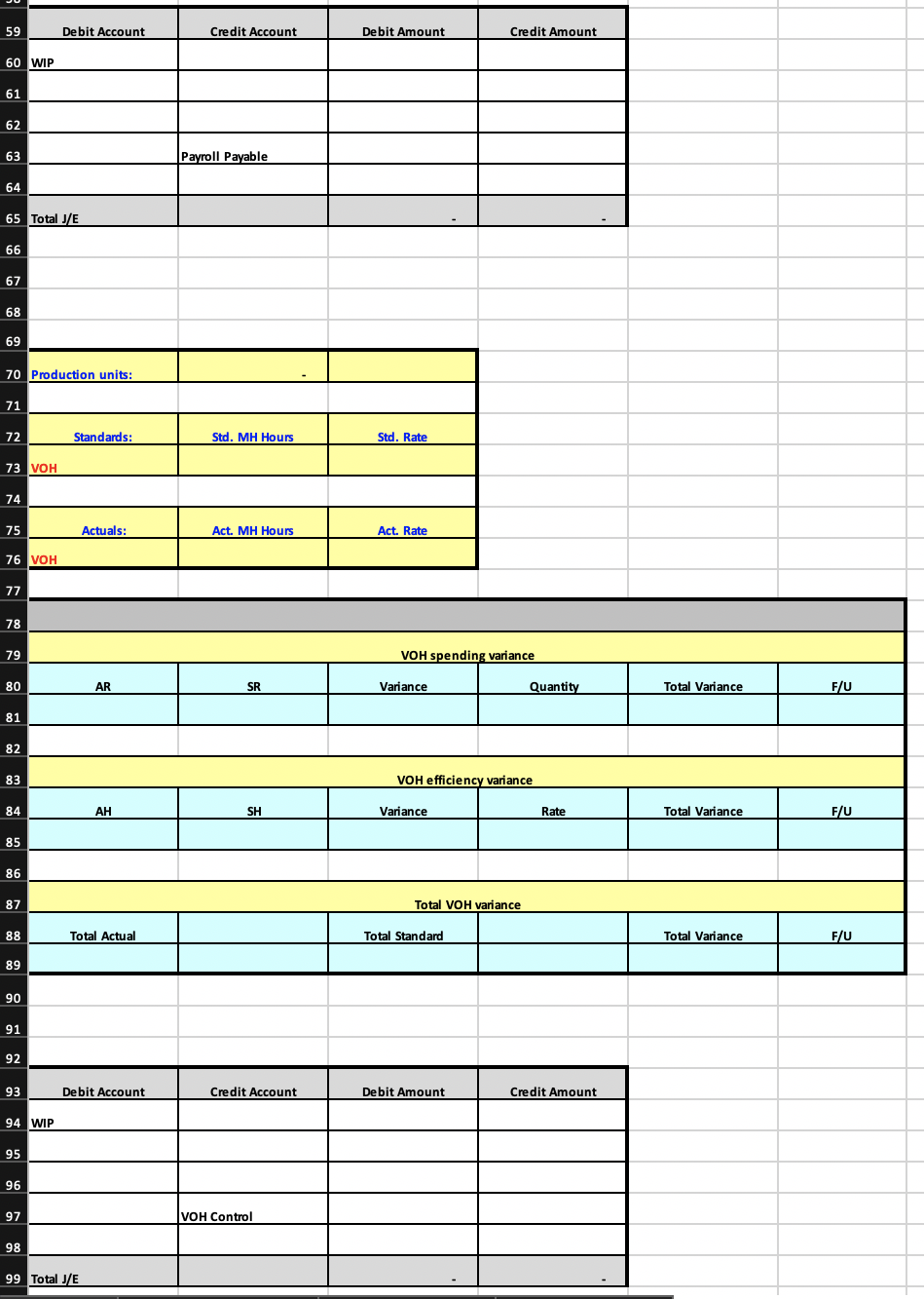 consider the Excel data correct. Direct Labor is based on DLHs, Variable