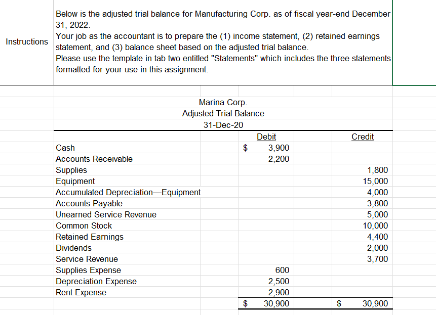 complete a financial statement by downloading the Excel document, reviewing the information