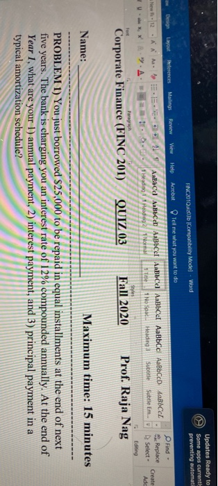  Updates Ready to Some apps currently FINC2010036 Compatibility Mode] - Word