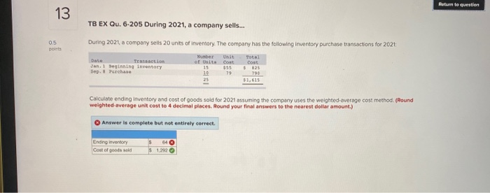  Return to question 13 TB EX Qu. 6-205 During 2021, a