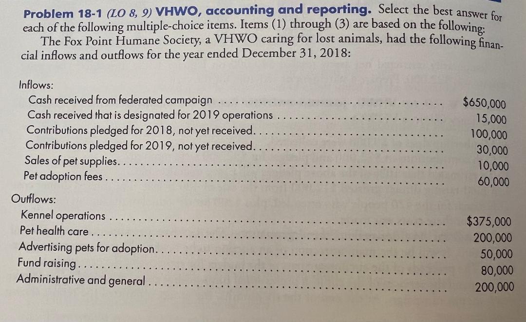 Can you explain how you got the answer? Problem 18-1 (LO 8,