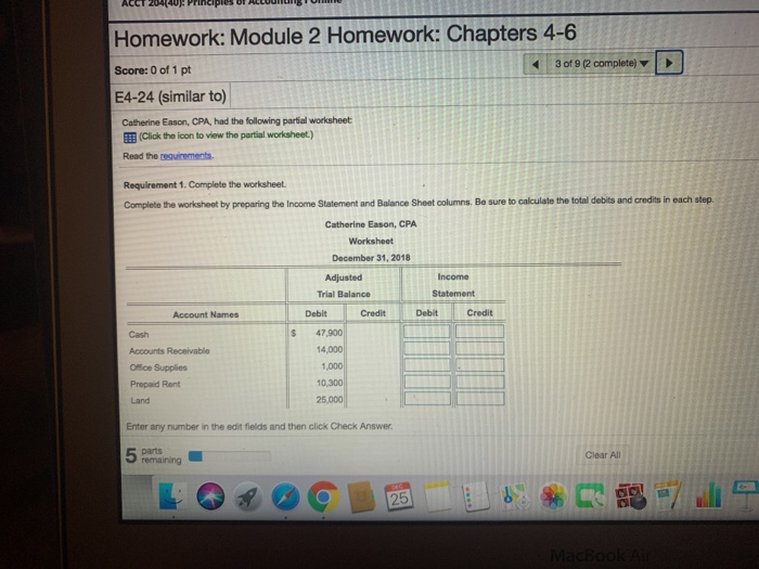  ACCt 204408 PRciples b Homework: Module 2 Homework: Chapters 4-6 3