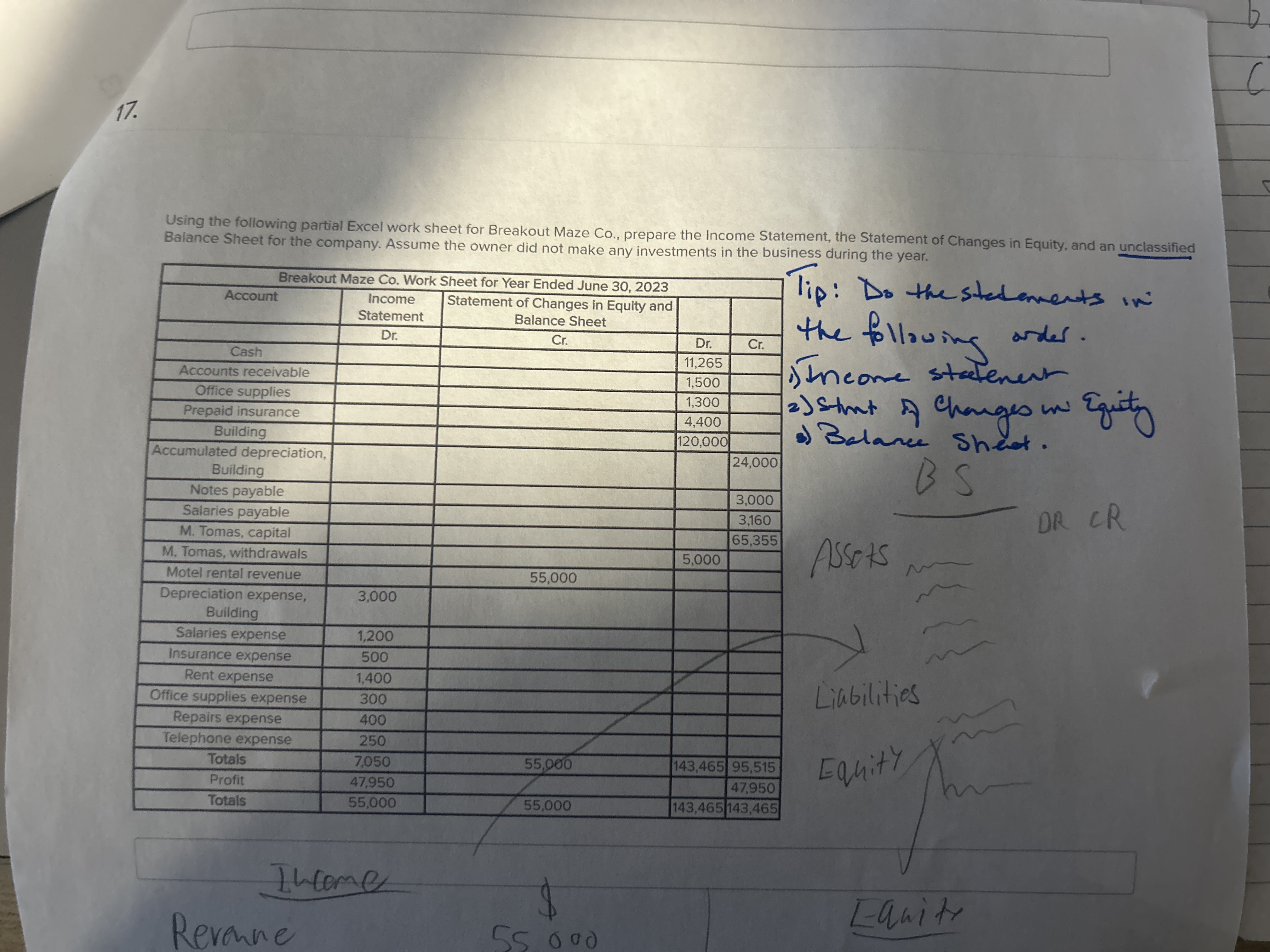  Using the following partial Excel work sheet for Breakout Maze Co.,