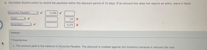 "Check My Wonk c. The amount paid is the balance in Accounts
