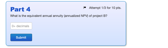 (after-tax) free cash flow for each project and year is given below: