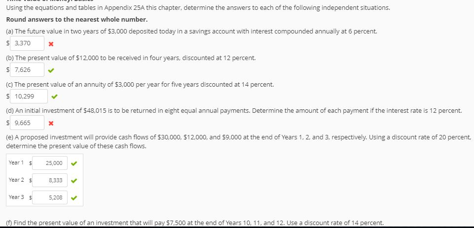 Please answer parts a, d and f. Using the equations and tables
