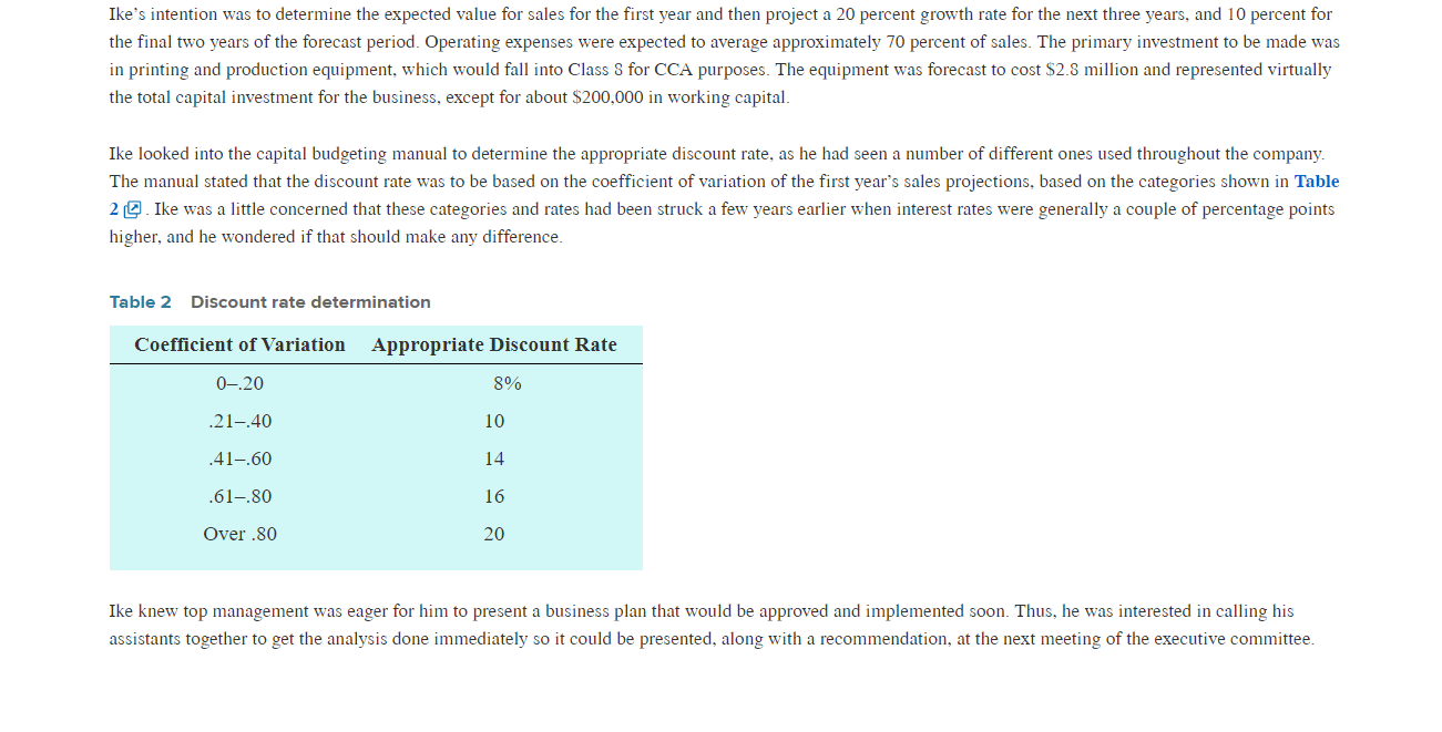 the coefficient of variation (V). What would be the appropriate discount rate?