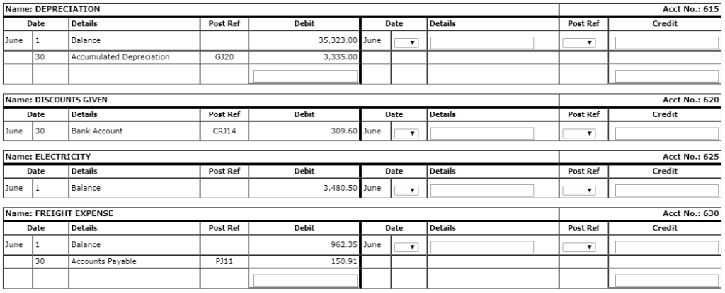 Expense Insurance Interest Expense Motor Vehicle Expenses Office Supplies Printing and Postage