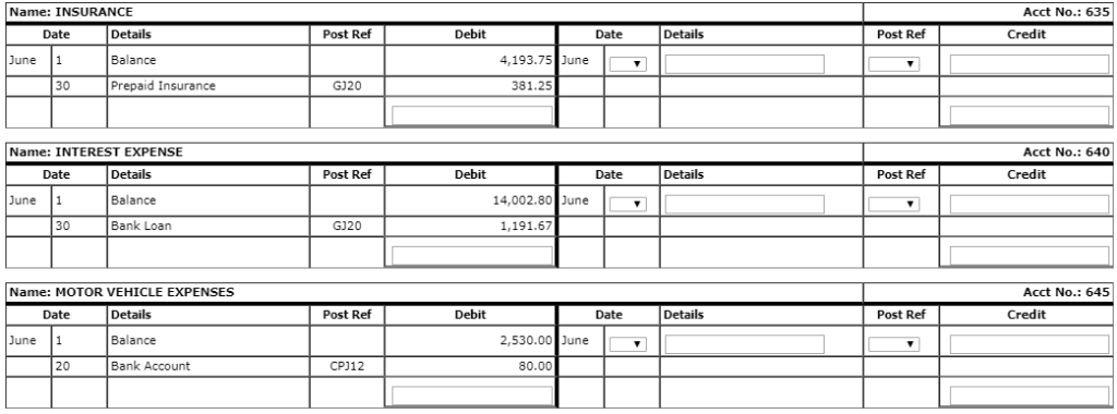 Rates and Taxes Repairs and Maintenance Diving Instruction Charges Staff Amenities Superannuation