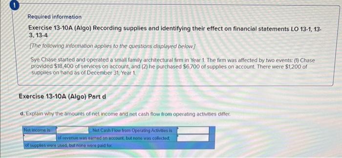 Year 1. The firm was affected by two events: (1) Chase provided