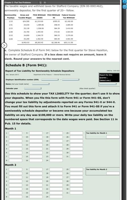  Chapter 3 Part Two Problem The taxable wages and withheld taxes