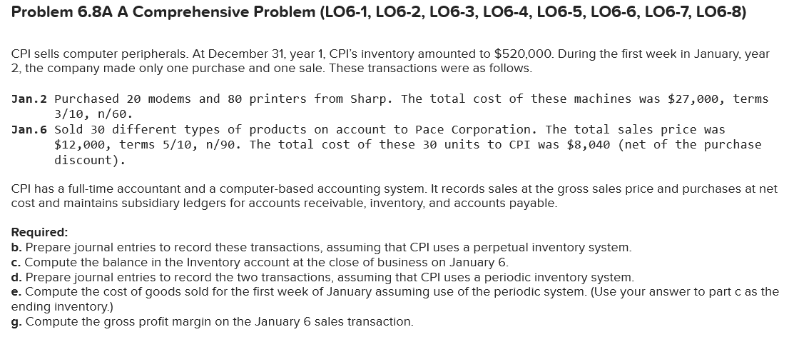 Problem 6.8A A Comprehensive Problem (LO6-1, LO6-2, LO6-3, L06-4, LO6-5, LO6-6,