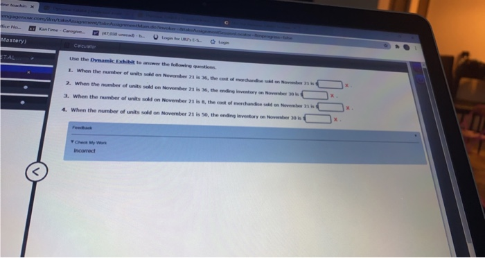 the ending Now 3. When the number of units sold on November