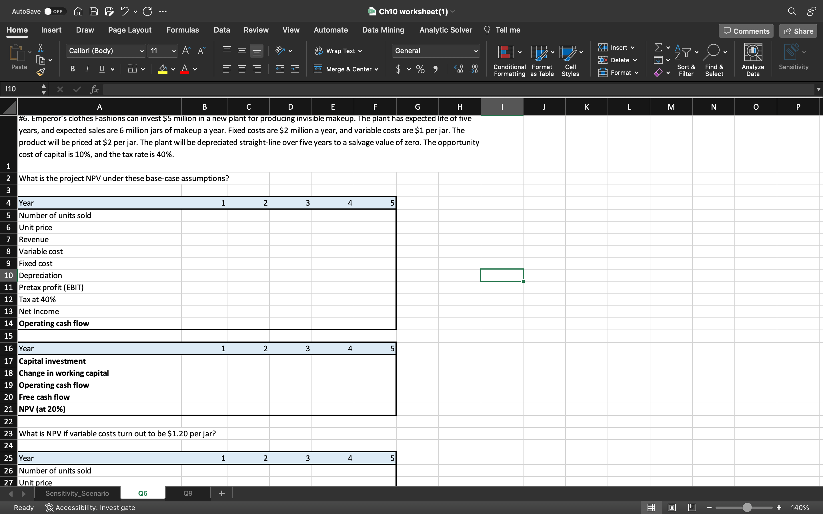 AutoSave Home Insert Draw Page Layout Calibri (Body) v 11 Paste 110