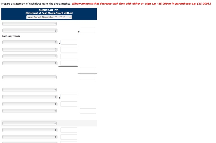 statement of financial position for Sheridan Ltd. follows SHERIDAN LTD. Statement of