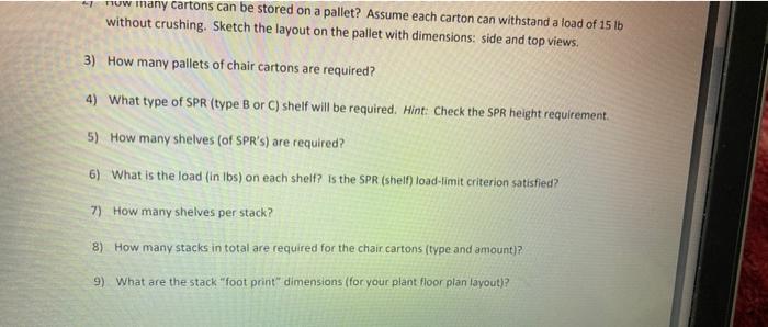 Finished Goods (chair cartons) and B) Paint and Primer Show all your