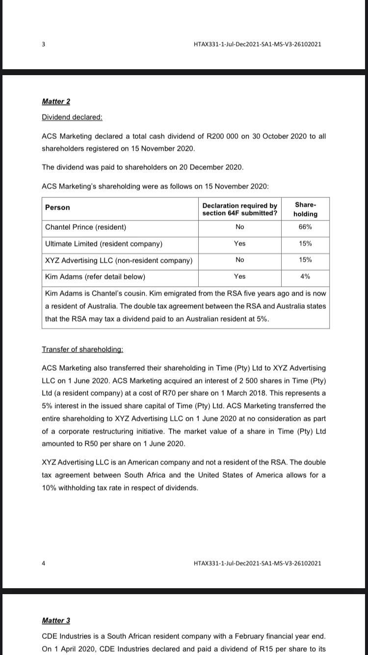 articles and your CA qualification, you decided to specialise in taxation. You