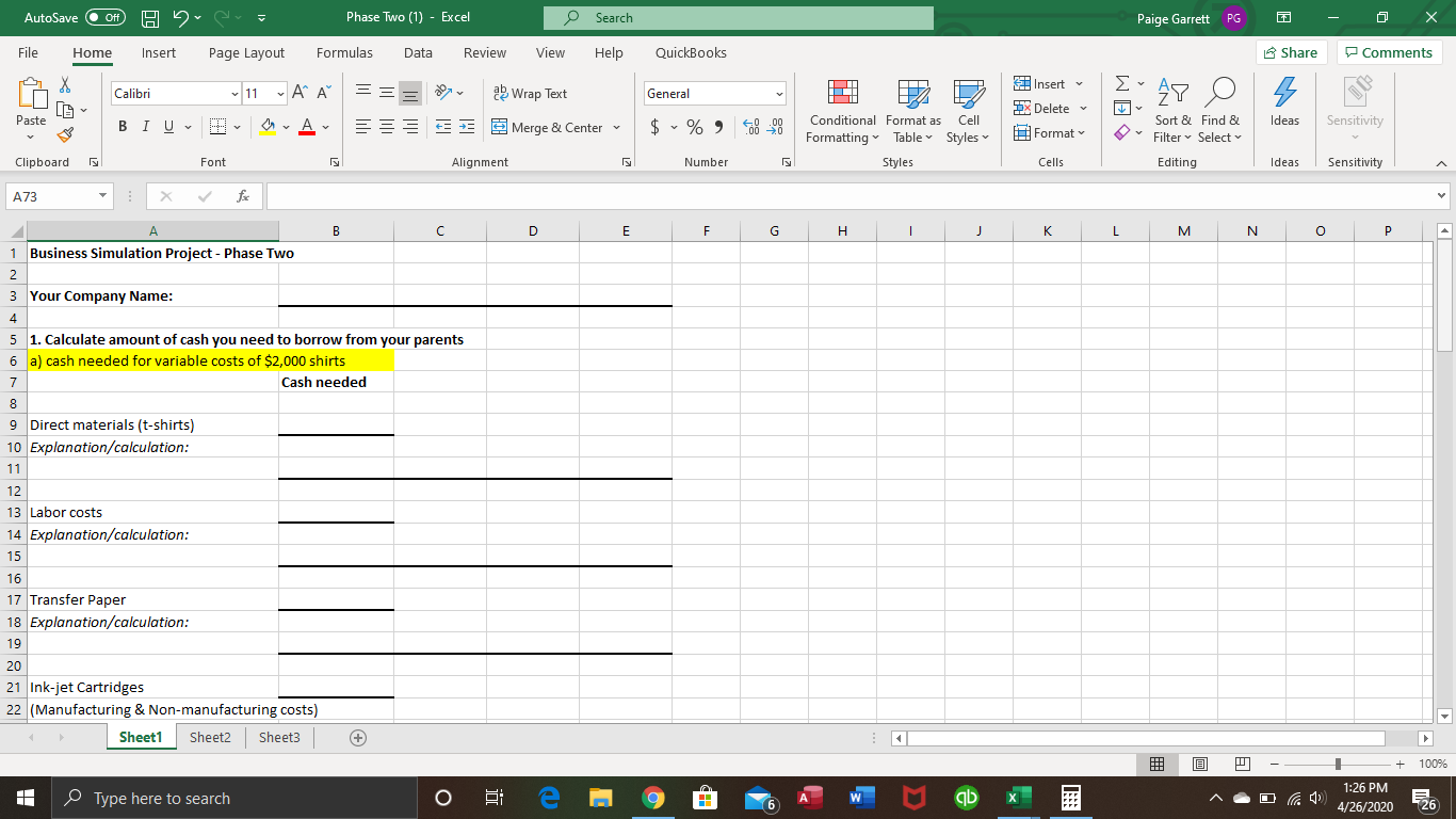 to purchase all materials and supplies needed for the first three months