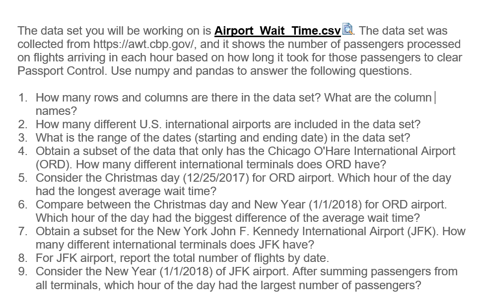  Data set example, Write the code in Python, show output. The