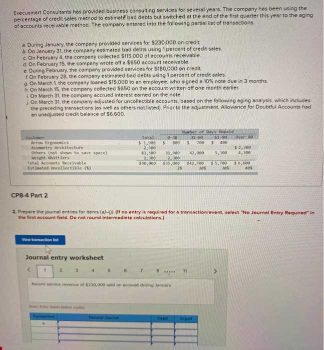 company has been using the percentage of credit sales method to estimate