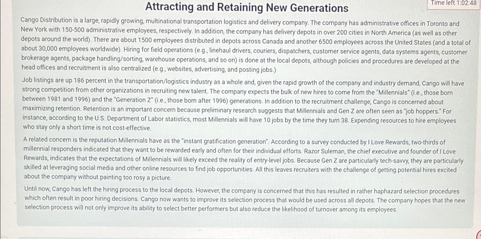 Attracting and Retaining New Generations Time left 1:02:48 Cango Distribution is