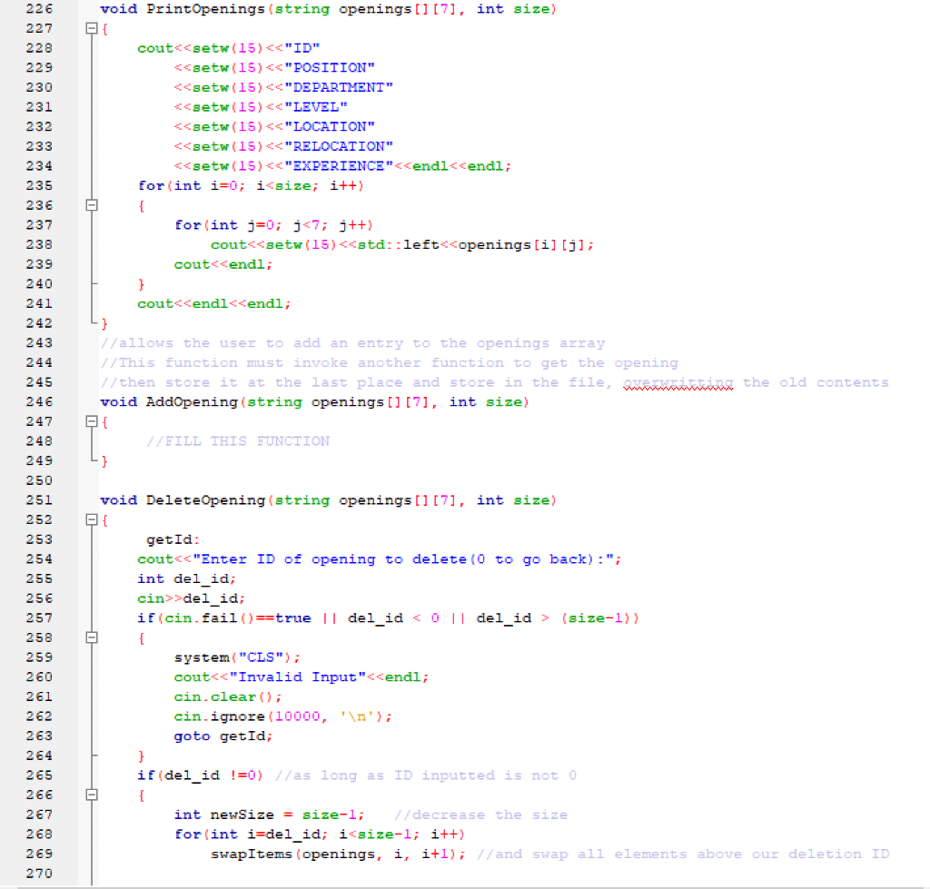 /// FILL THIS FUNCTION. You will need to implement these functions. The