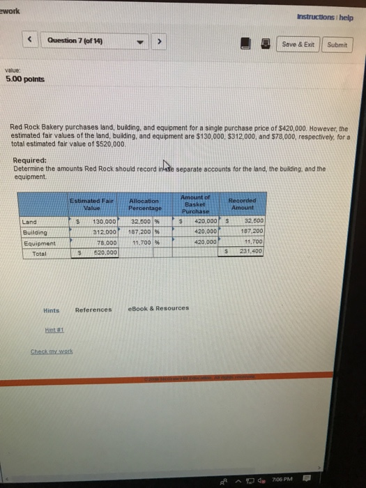  work Instructions help Question 7 (of 14) Serve & Exit Submit