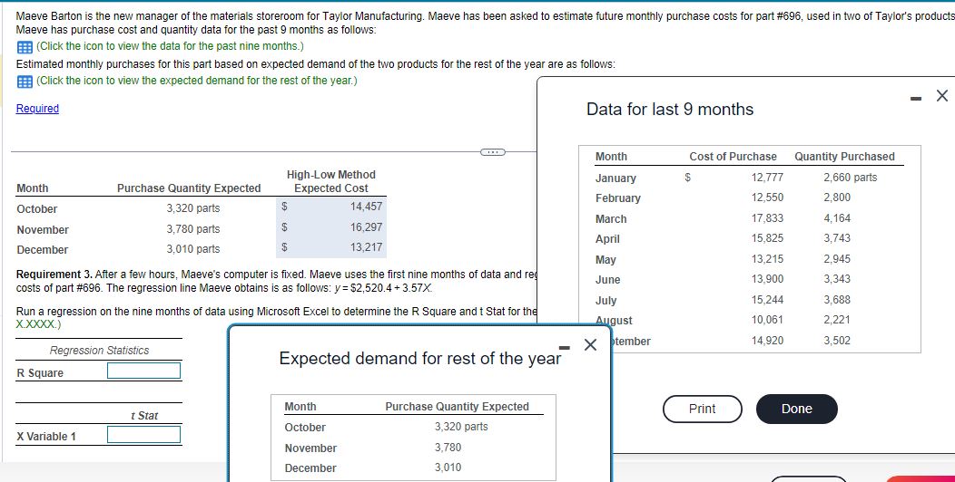Please answer the R square and X Variable 1. Thanks Maeve Barton