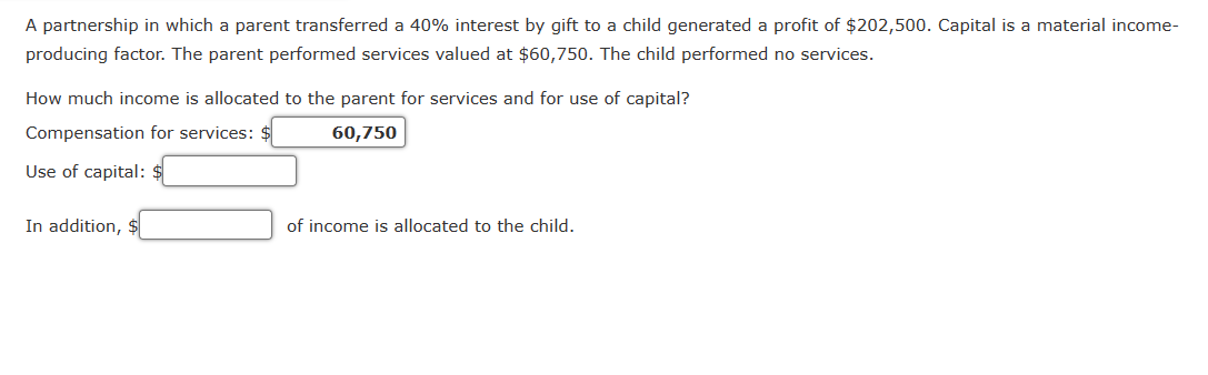  A partnership in which a parent transferred a 40% interest by