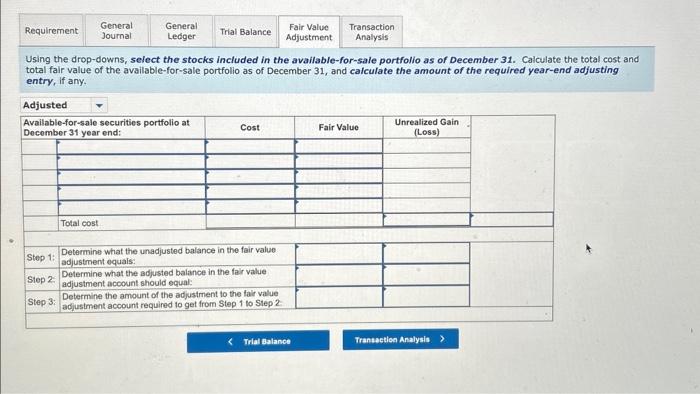 value of the available-for-sale portfolio as of December 31 , and calculate