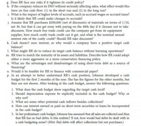  g. Does RR face any risks if it tightens its credit