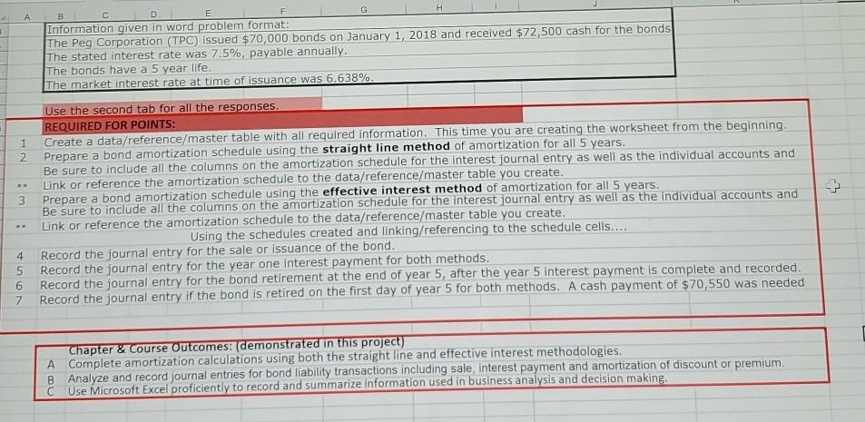 BC D E F G Information given in word problem format: