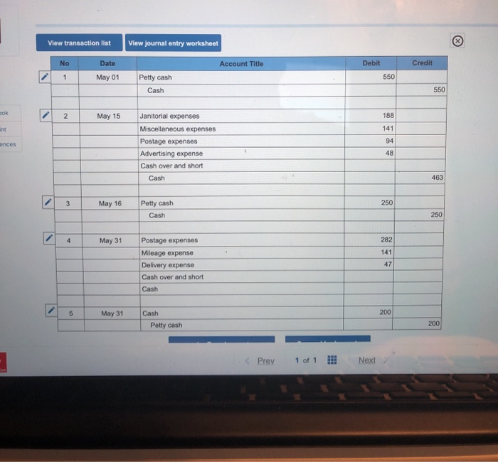 up a petty cash fund for payments of small amounts. The following