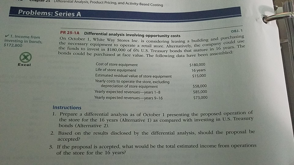  aptep 25 Differential Analysis, Product Pricing, and Activity-Based Costing Problems: Series