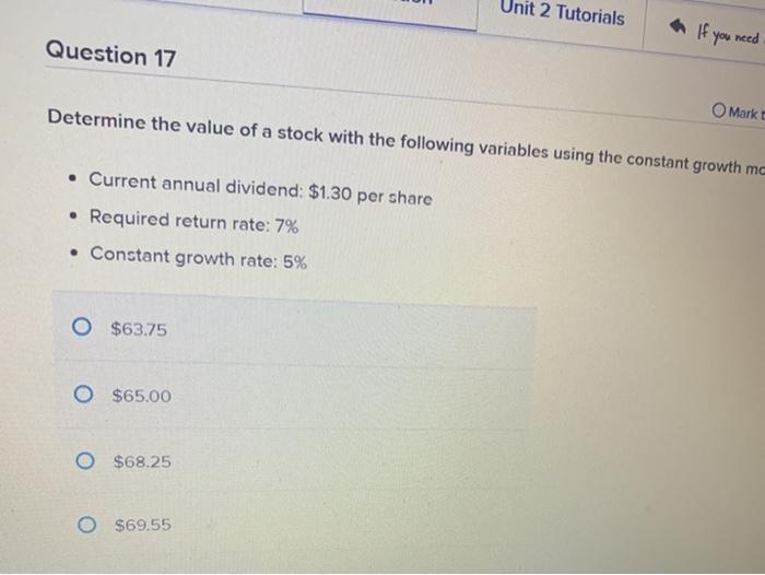  Unit 2 Tutorials If you need Question 17 Determine the value