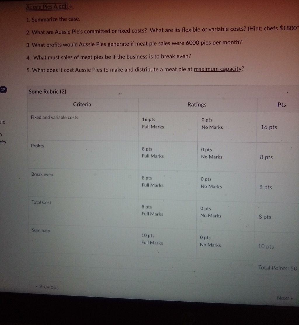  Aussie Pies A,pdf darr Summarize the case. What are Aussie Pie's