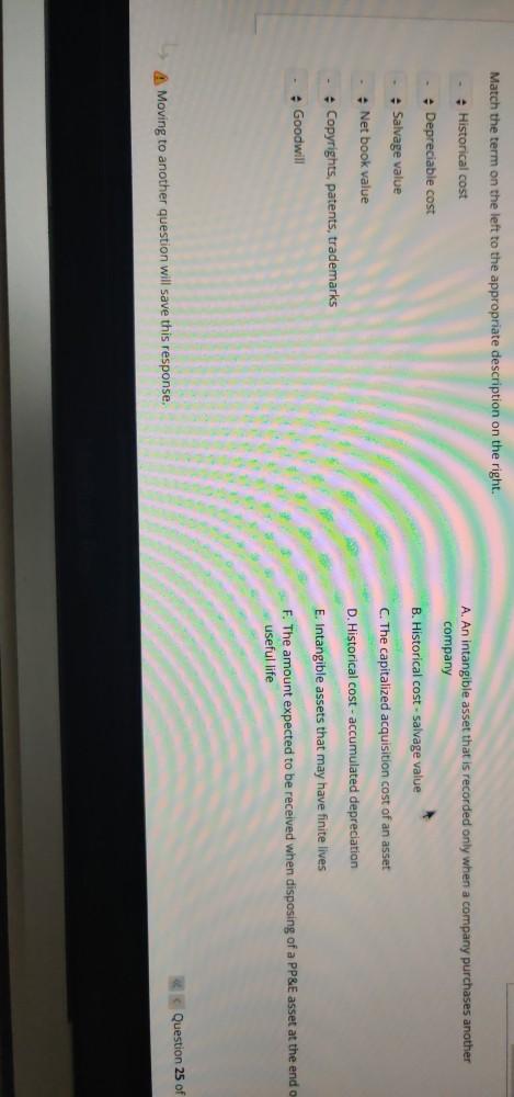  Match the term on the left to the appropriate description on