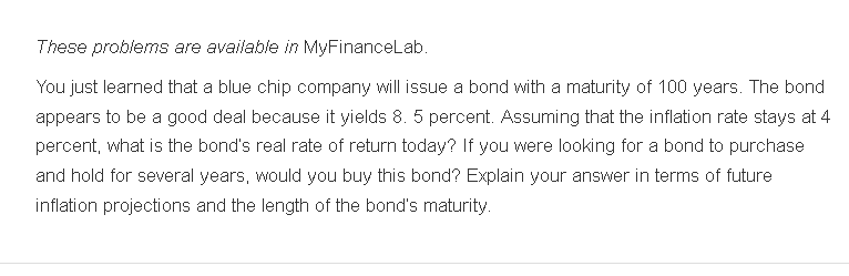 These problems are available in MyFinanceLab. You just learned that a