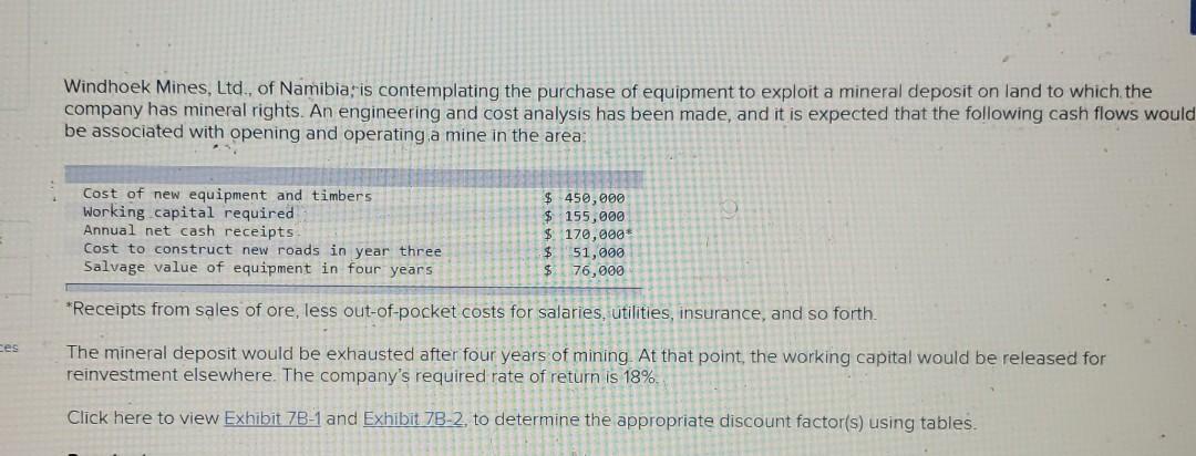  1. 2a. 2b. please answer questions completely. Windhoek Mines, Ltd., of